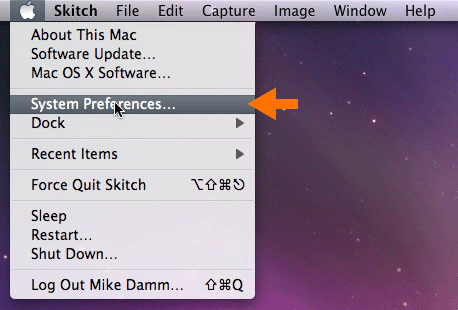 Selezionare le preferenze di sistema Mac Leopard