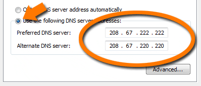 Usa i seguenti indirizzi DNS