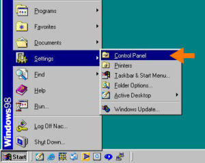 Vai al Pannello di Controllo di Windows 98/ME