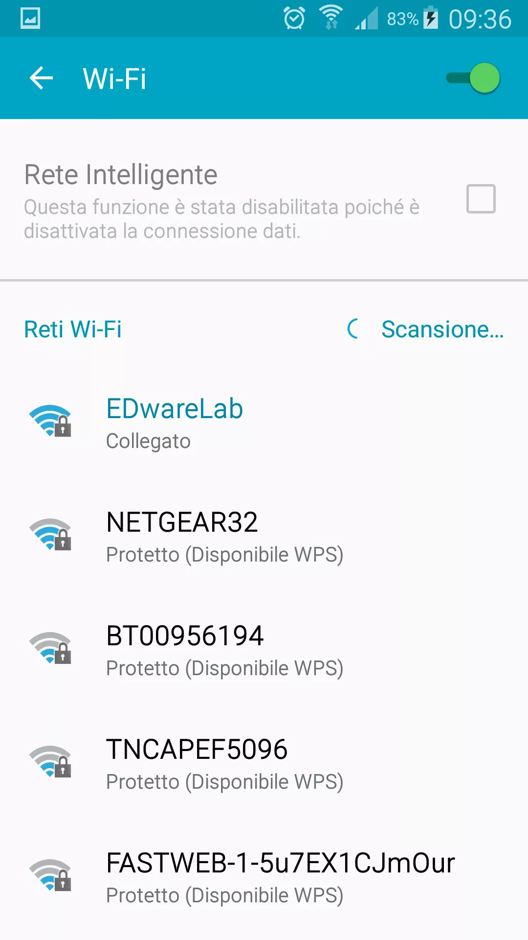 Selezionare la rete Wi-Fi
