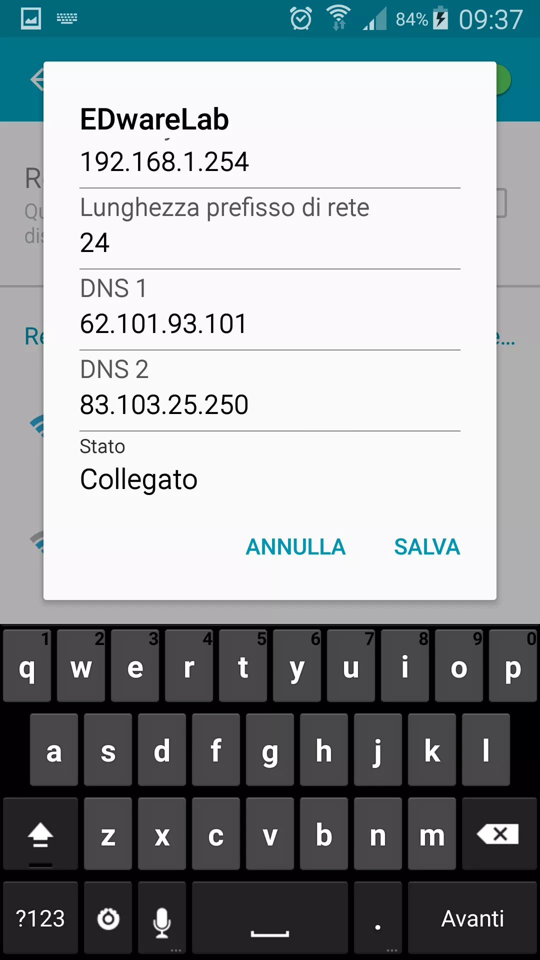 Modificate DNS1 e DN2